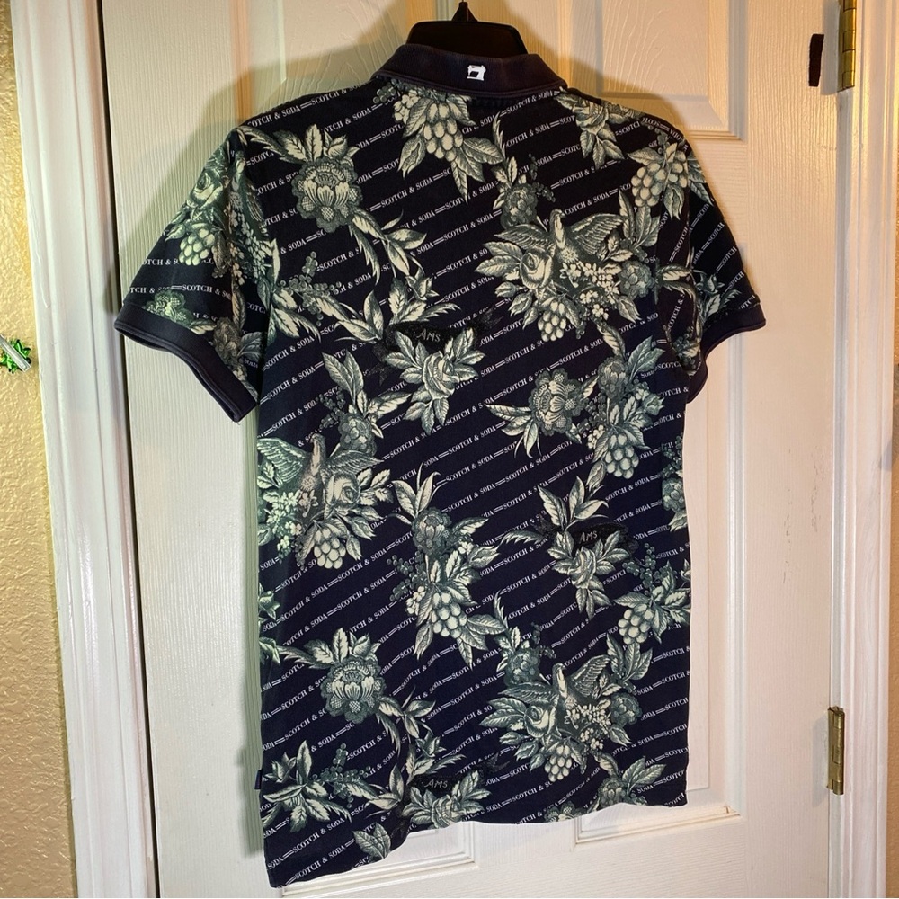 Scotch Soda Mens S SMALL Polo Shirt Floral All Over Print Logo Golf Preppy Adult - Picture 5 of 14